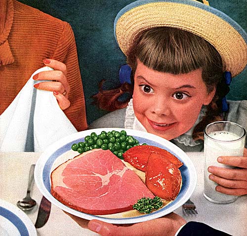 Creepy kid with ham