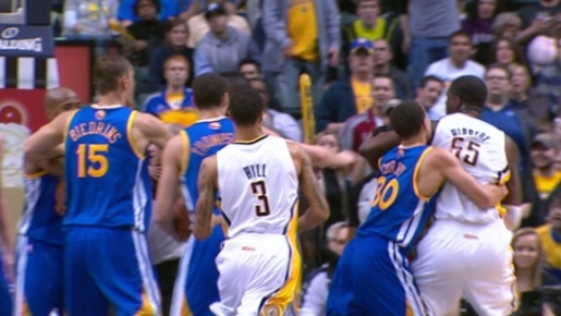 Fight fight fight! The Warriors brawl with The Pacers.